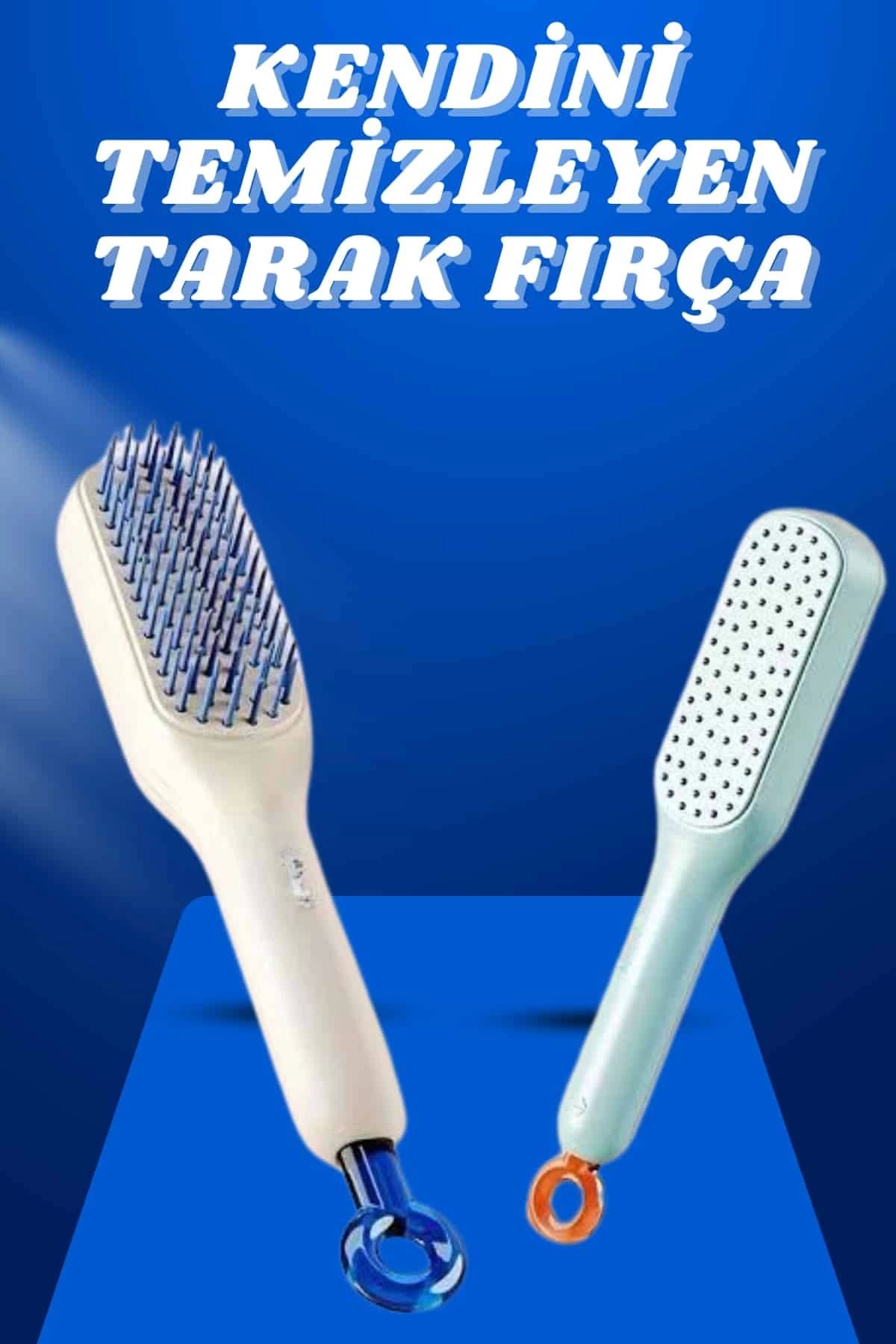 DENİZBİLİŞİM Kendi Kendini Temizleyen Otomatik Tuşlu Saç Tarağı Dolaşık Açıcı Masaj Fırçası Silikon Fırça