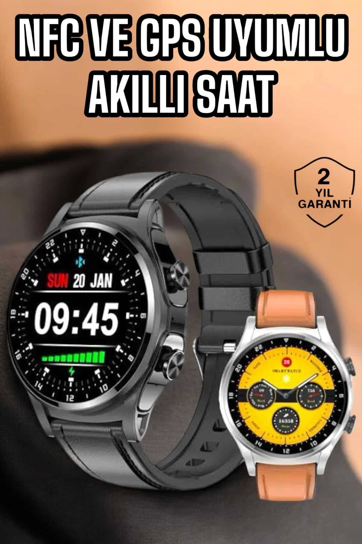 MELFSHOP Akıllı Saat Titreşimli Pusula Nabız ve Tansiyon Ölçer NFC Uyumlu