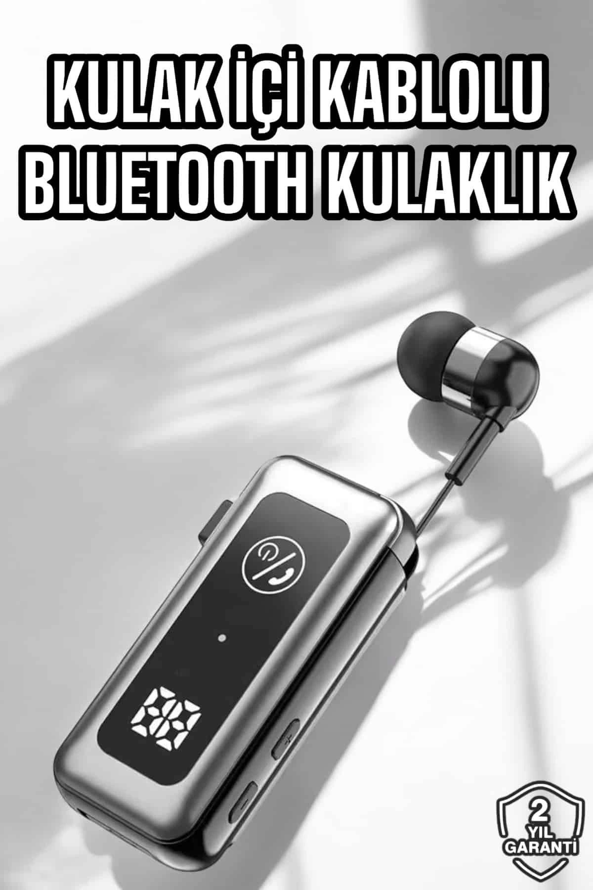 MELFSHOP Makaralı Bluetooth Kulaklık Kulak İçi Dijital Göstergeli Yüksek Ses Kaliteli
