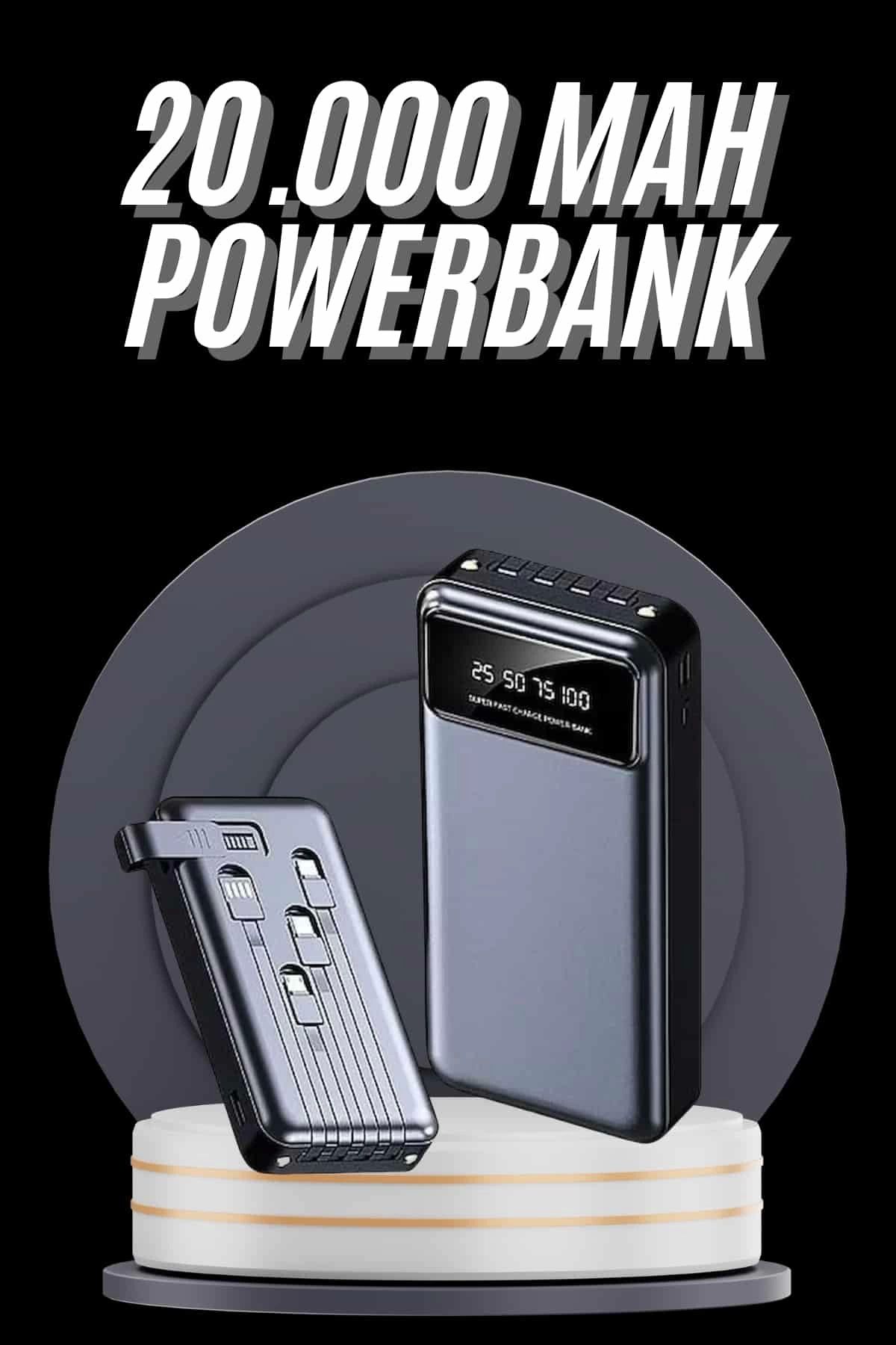 Heez Hızlı Şarj Özellikli 20.000 Mah Dijital Göstergeli USB Girişli Android ve İOS Uyumlu Powerbank