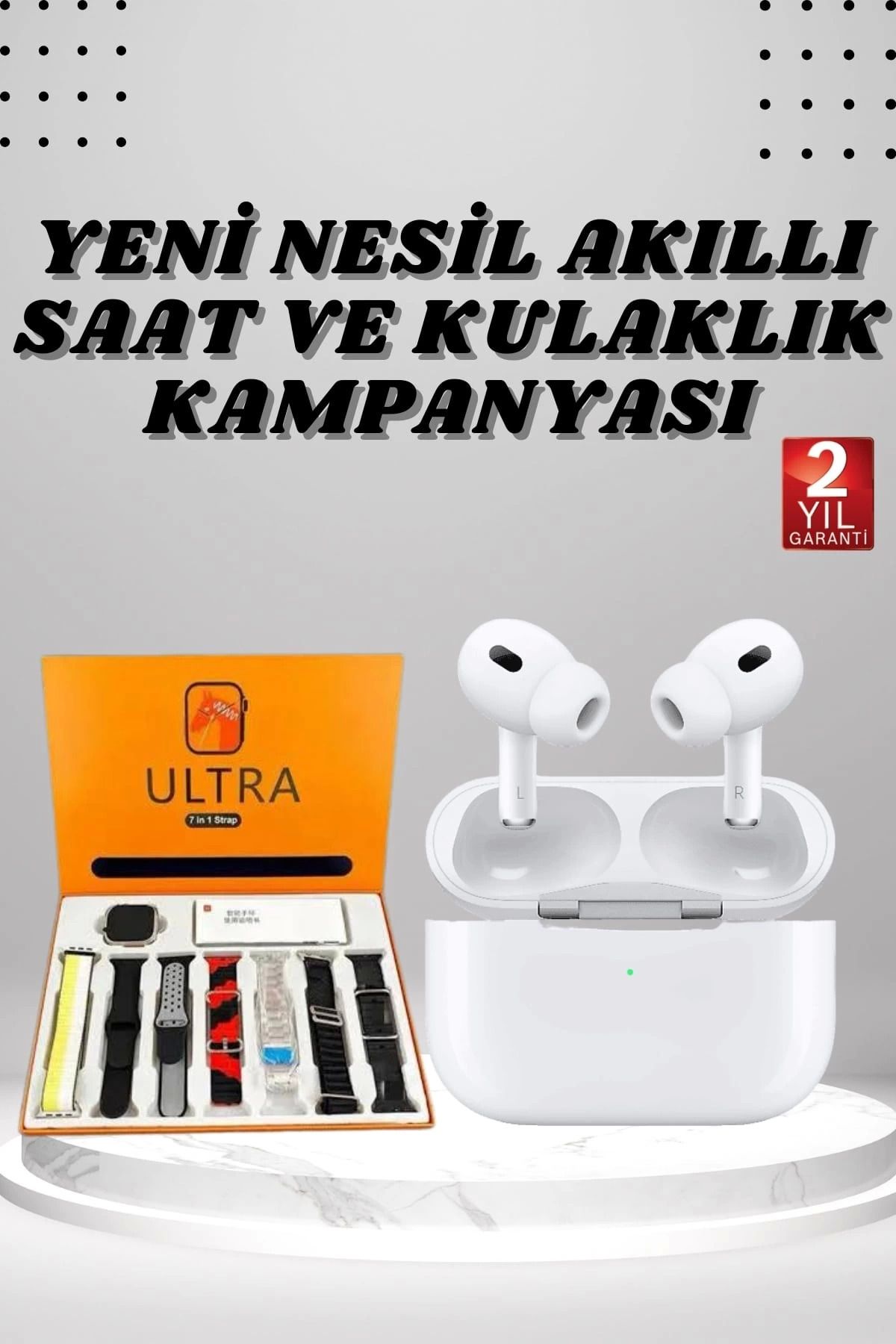 MELFSHOP 7 Kordonlu Akıllı Saat Ve Yeni Nesil Kulaklık Dokunmatik Ekran Android ve İOS Uyumlu