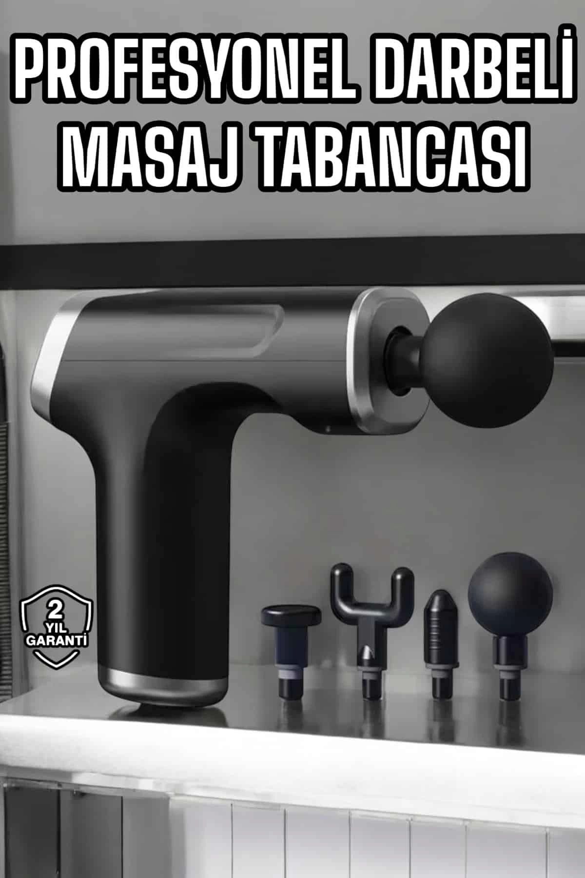 Heez Masaj Tabancası 4 Başlıklı Kas ve Vücut Ağrıları İçin Şarjlı Darbeli
