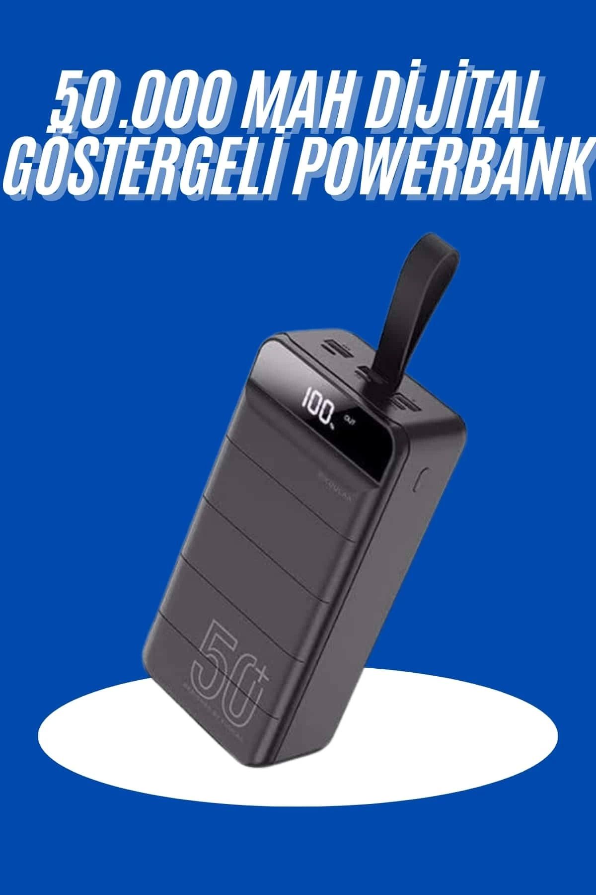 Heez Powerbank 50.000 Mah Dijital Göstergeli Taşınabilir 4 Portlu Hızlı Powerbank