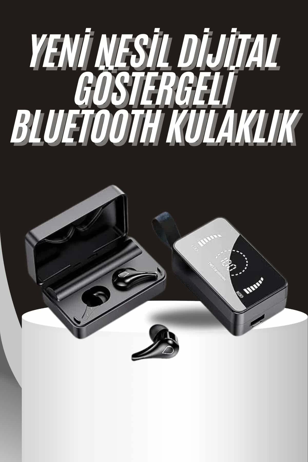MELFSHOP TWS Bluetooth Kulaklık Aynalı Kulaklık Dijital Göstergeli Dokunmatik Kontrol