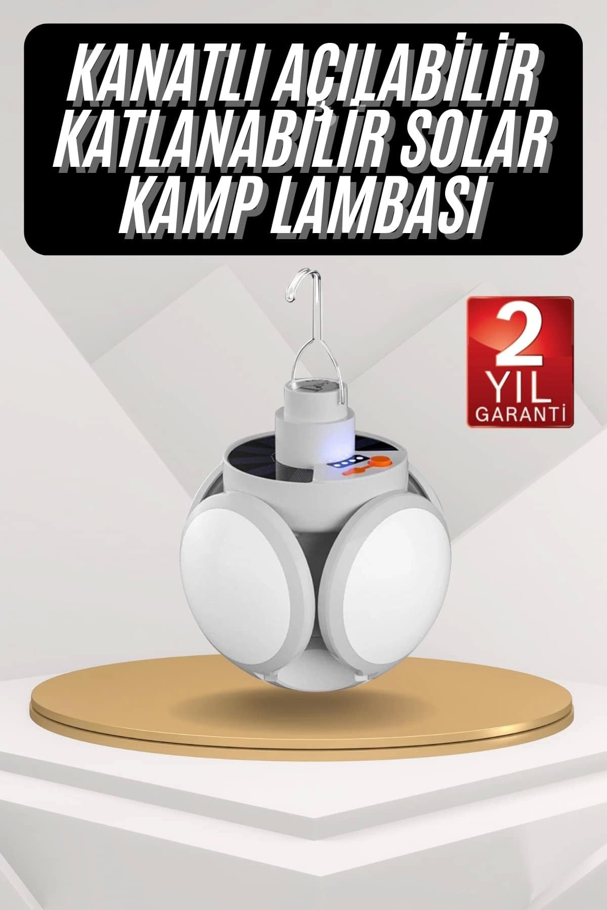 Heez Kamp Lambası Güneş Enerjili Solar 5 Kanatlı Katlanır Lamba Karavan