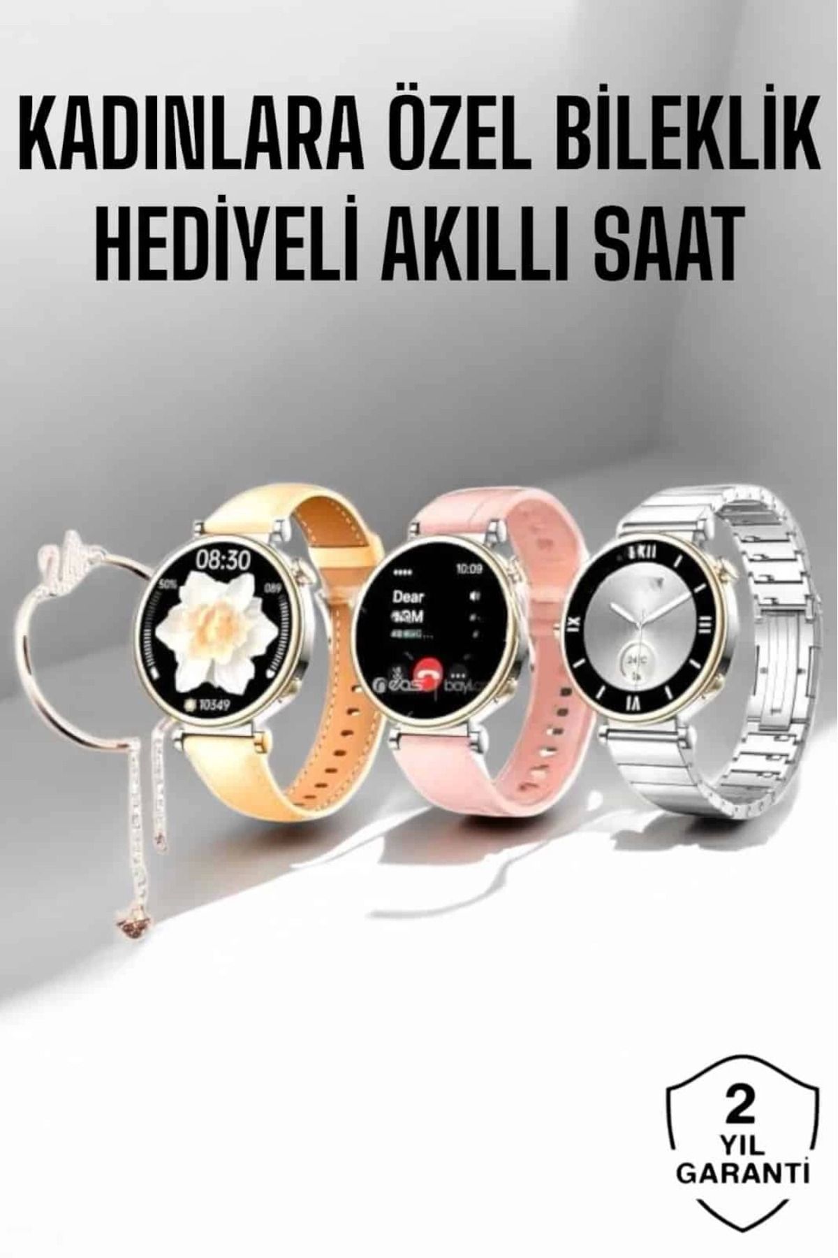 MELFSHOP Kadınlara Özel Bileklik Hediyeli Amoled Ekran Akıllı Saat