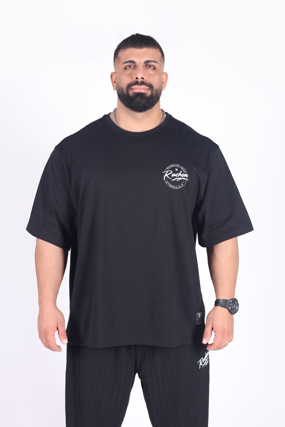 RUCHON NUTRITION Ruchon Sports Büyük Beden Erkek Spor Tişört | Bodybuilding Co. USA | Oversize Pamuklu Fitness
