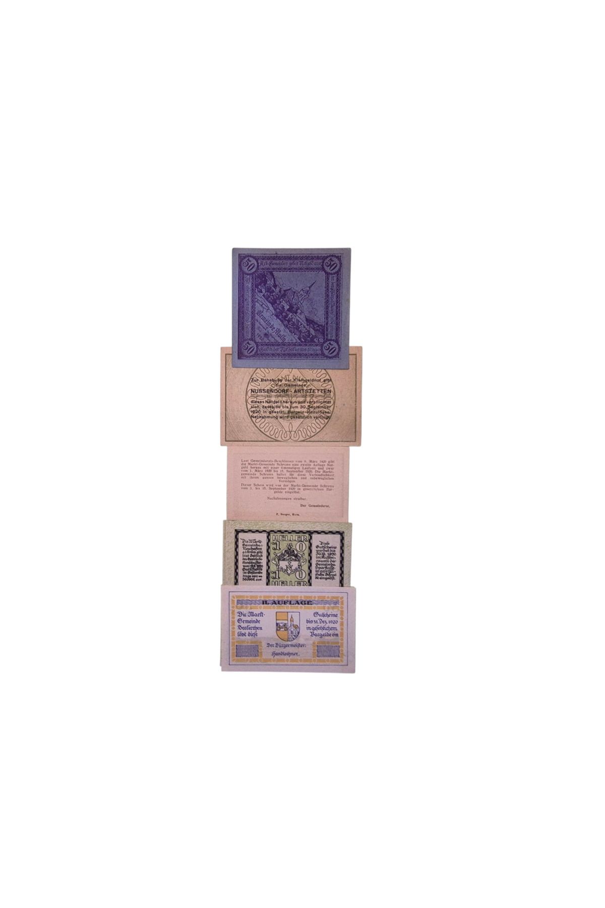 Koleksiyon AVUSTURYA NOTGELD 5 FARKLI