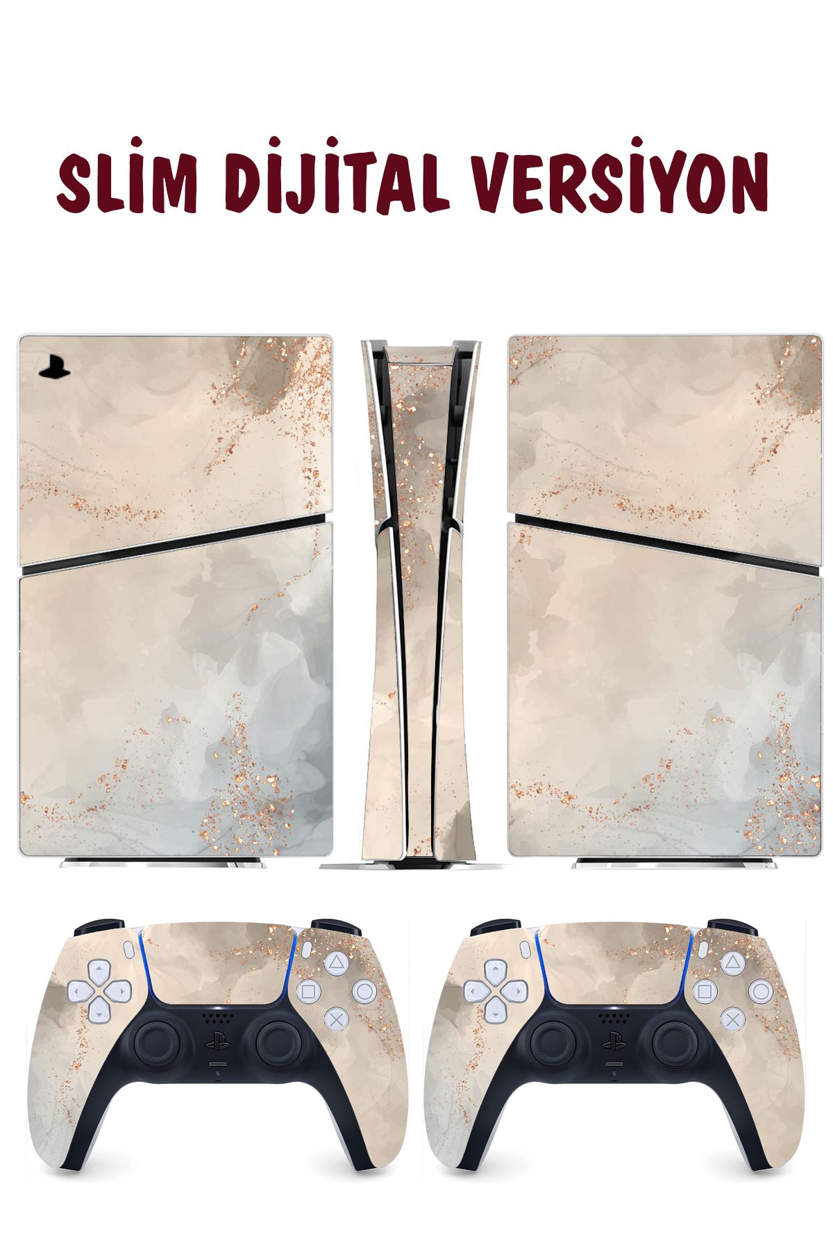 KT Decor Elegant Soft Mermer Playstation 5 Full Sticker Kaplama Seti