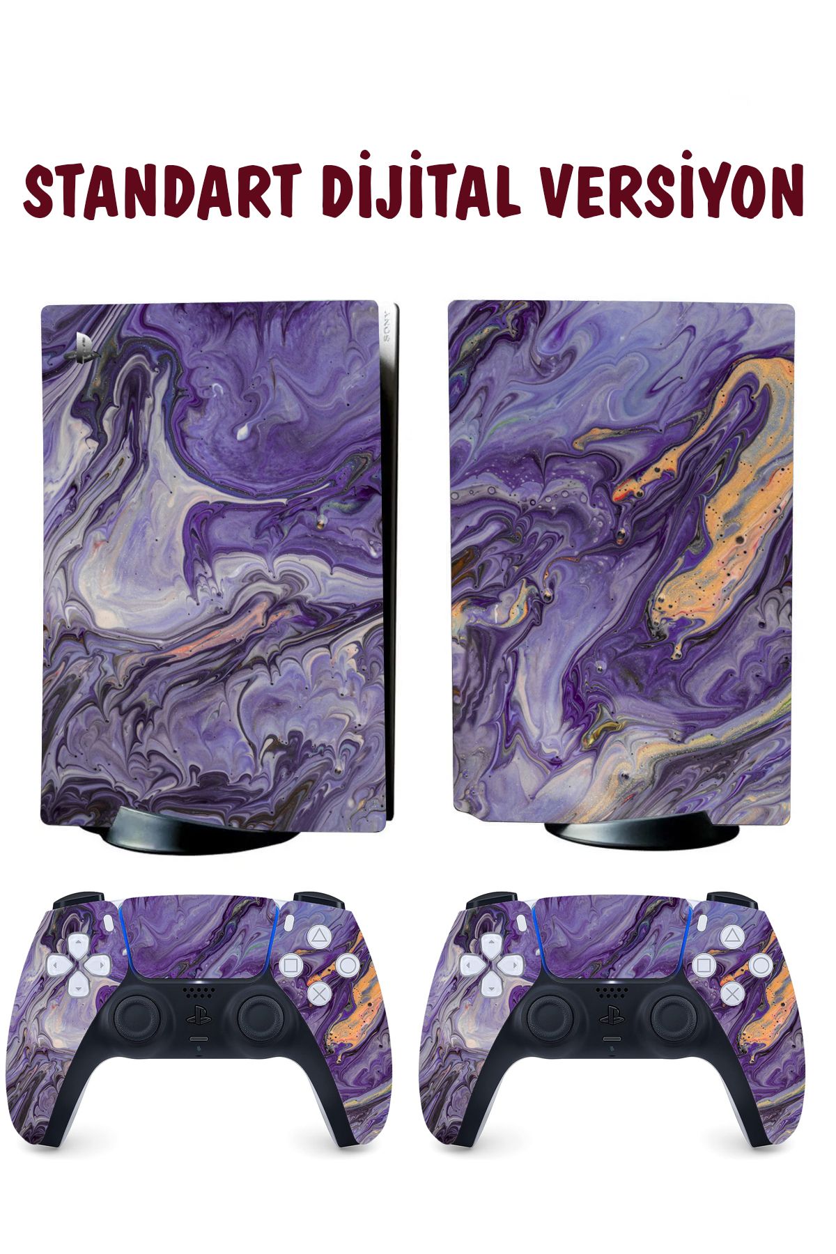 KT Decor Gold Mor Mermer Playstation 5 Full Sticker Kaplama Seti