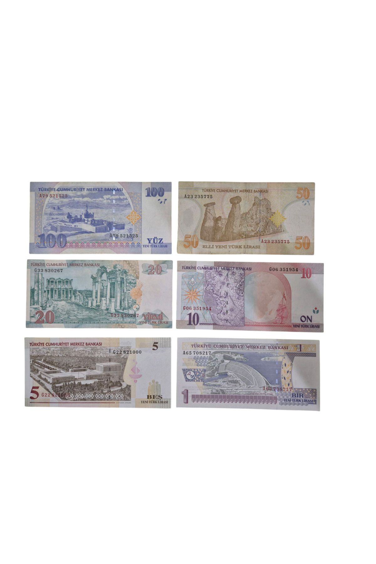 Koleksiyon 8.EMİSYON YENİ TÜRK LİRASI TAM SET(1-5-10-20-50-100)