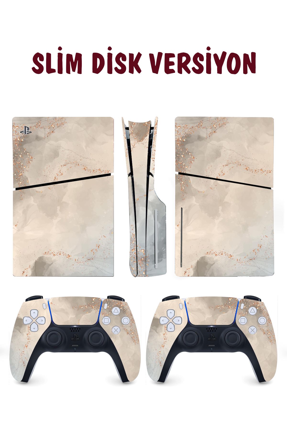 KT Decor Elegant Soft Mermer Playstation 5 Full Sticker Kaplama Seti