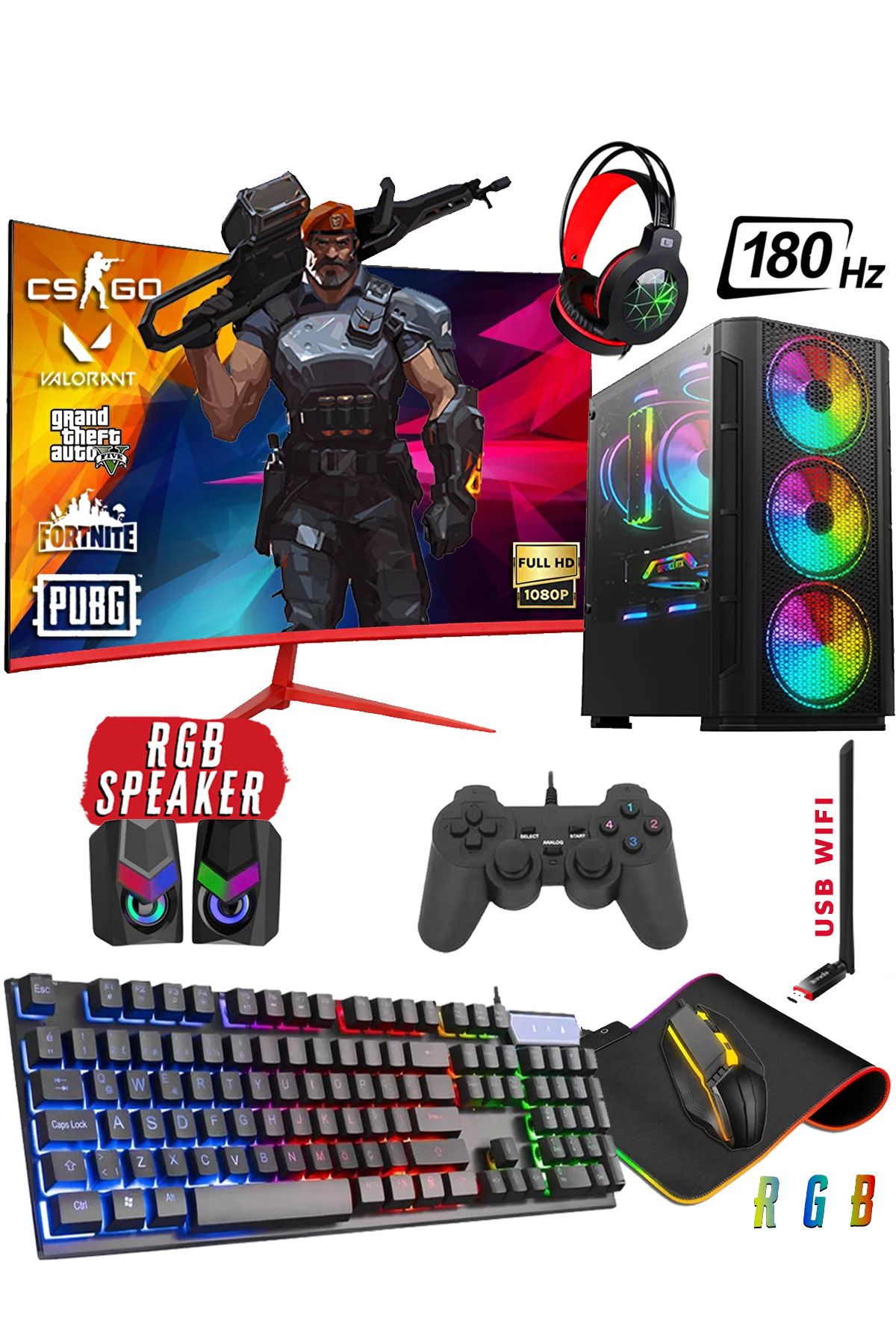Dmc N312(PUBG,GTA 5) Ryzen 5 3600 32GB 512GB M.2+1TB HDD GTX1660 Super,24" 180Hz Oyuncu Bilgisayarı