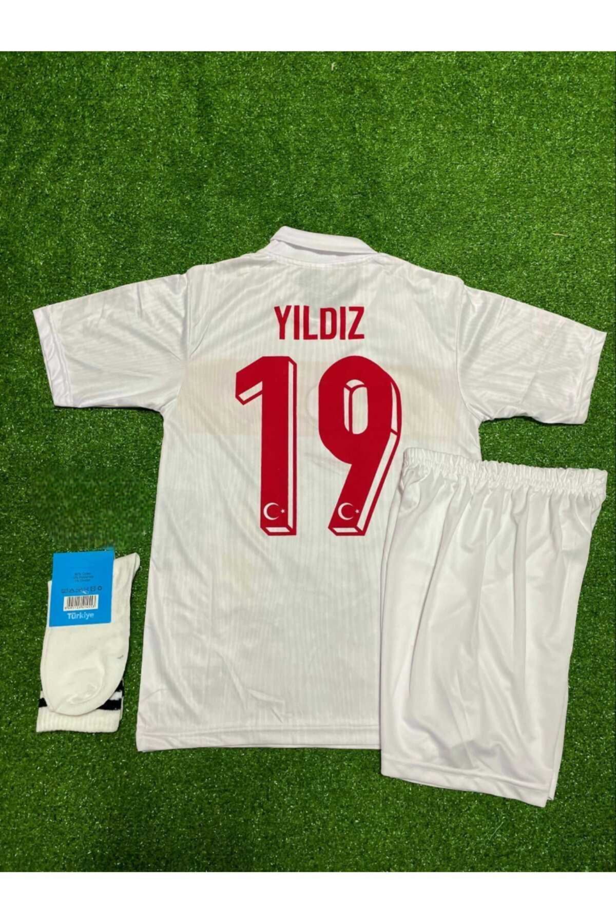 Atlas Global Türkiye Euro 2024 Kenan YILDIZ 19 Deplasman Beyaz Çocuk Forması 3'lü Set (WHİTE)