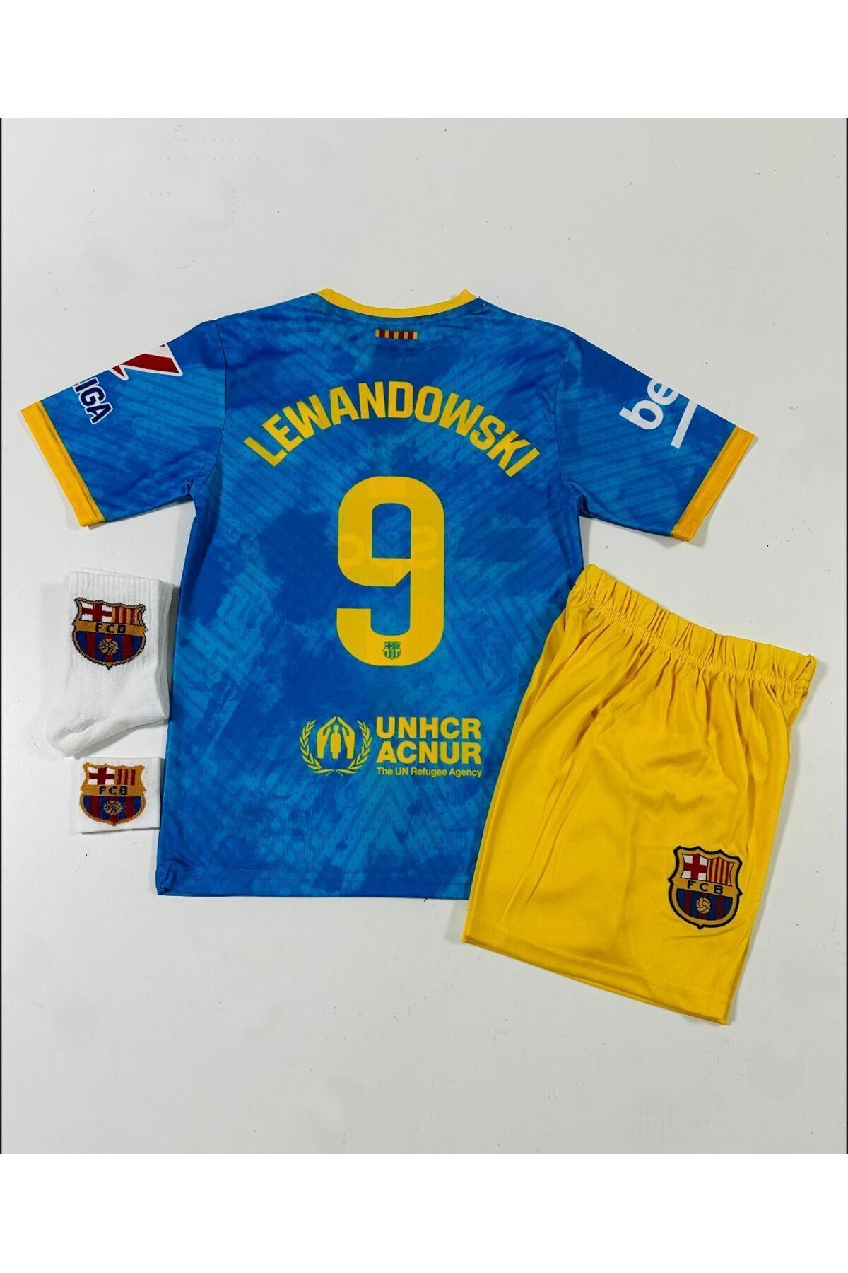 Atlas Global Barcelona 2024/25 Yeni Sezon Lewandowski Konsept Çocuk Forması 4'lü Set (ARMALI)