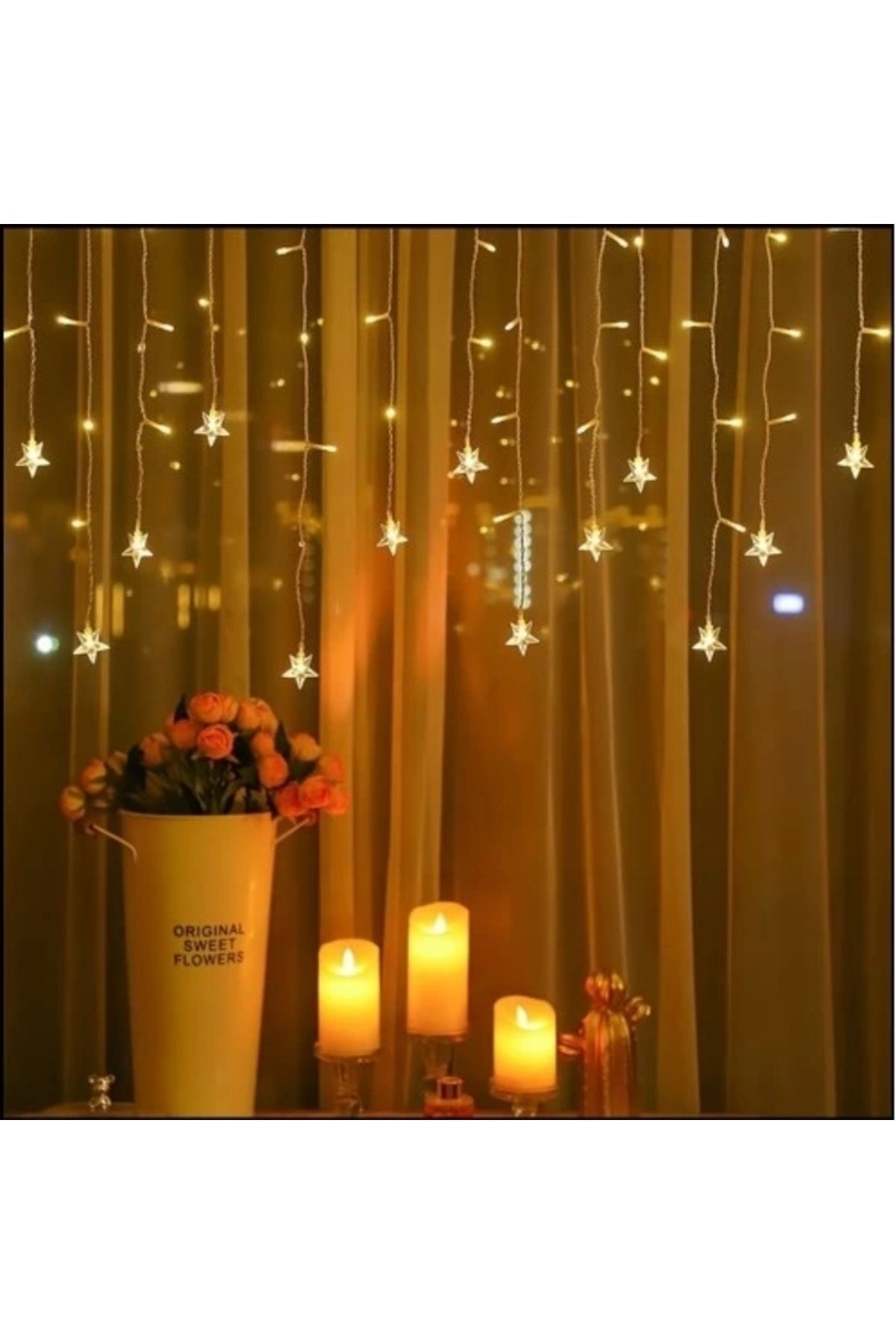 Lenaca Yıldız 4m 96 Led 19 Saçak 40-50-60cm Gün Işığı Yıldız Boyutu:7cm