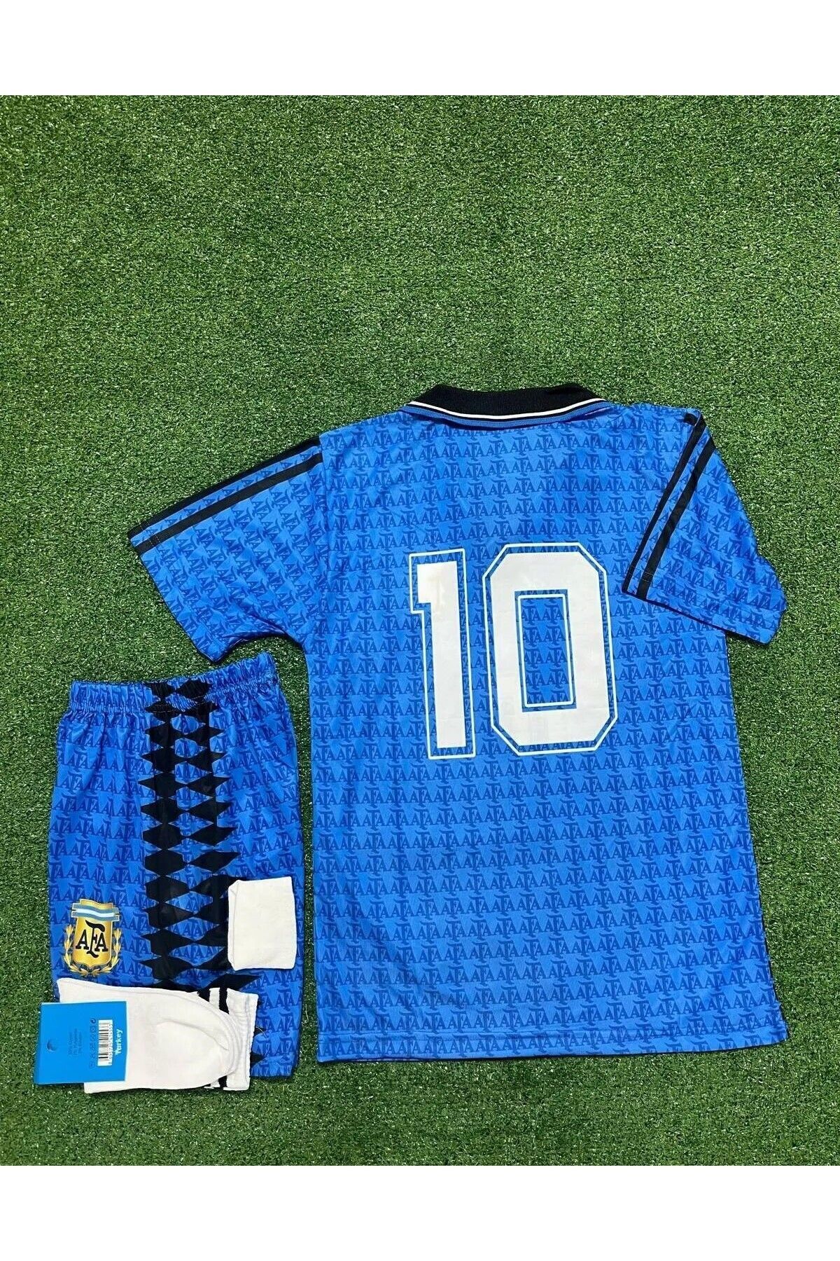 Atlas Global 2023/24 Arjantin Yeni Sezon Lionel Messi Ikonik Çocuk Forması Şort Çorap Bileklik 4'lü Set