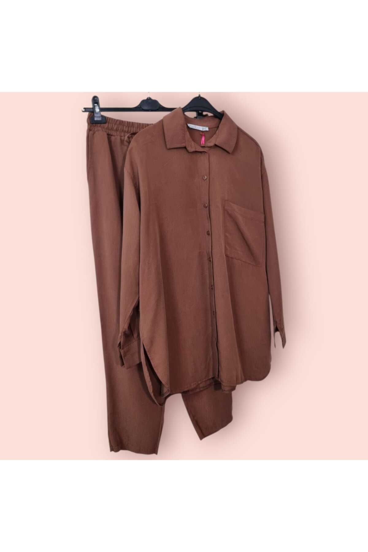 Eda Başak Atelier Pamuklu Rahat Gömlek Pantolon Takım