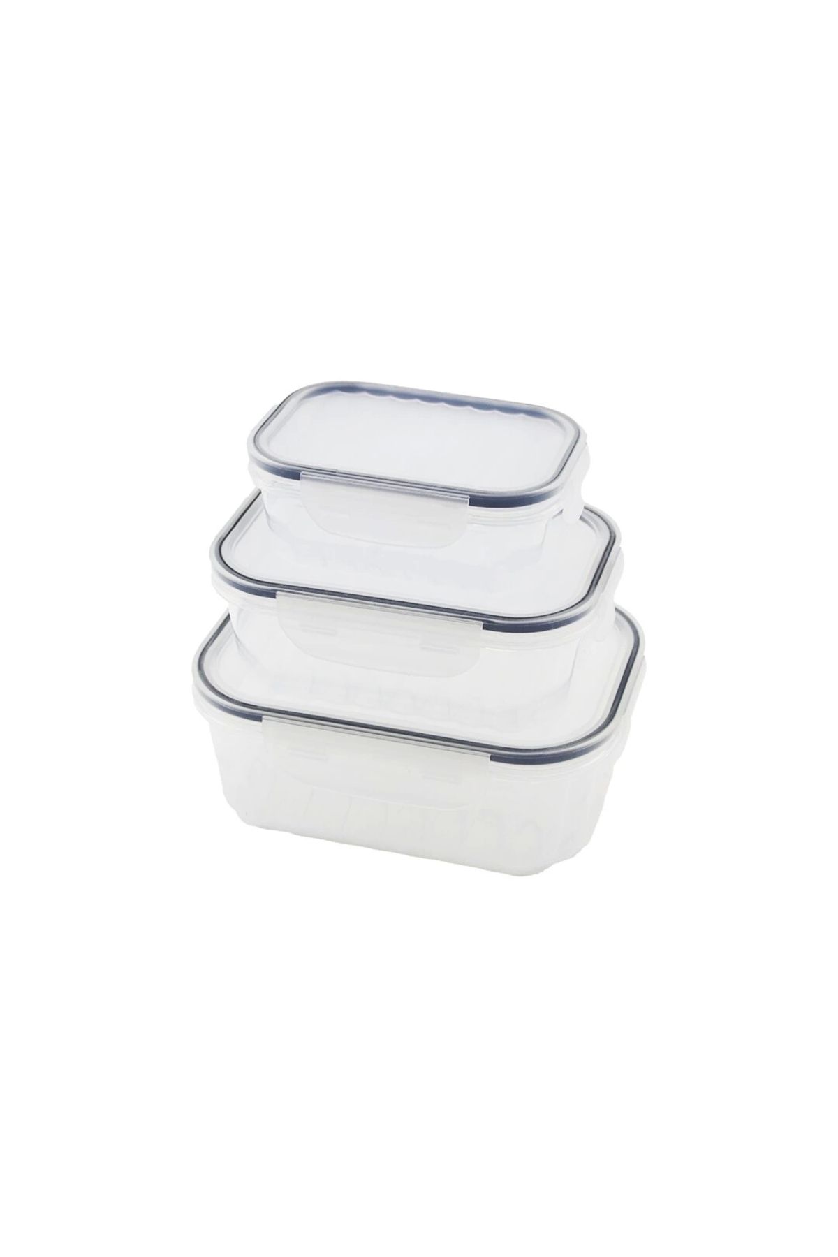 Lenaca 3pcs Quick Sızdırmaz Saklama Kabı Seti Şeffaf Kap - Buğulu-contalı Kapak 500-1000-1700ml