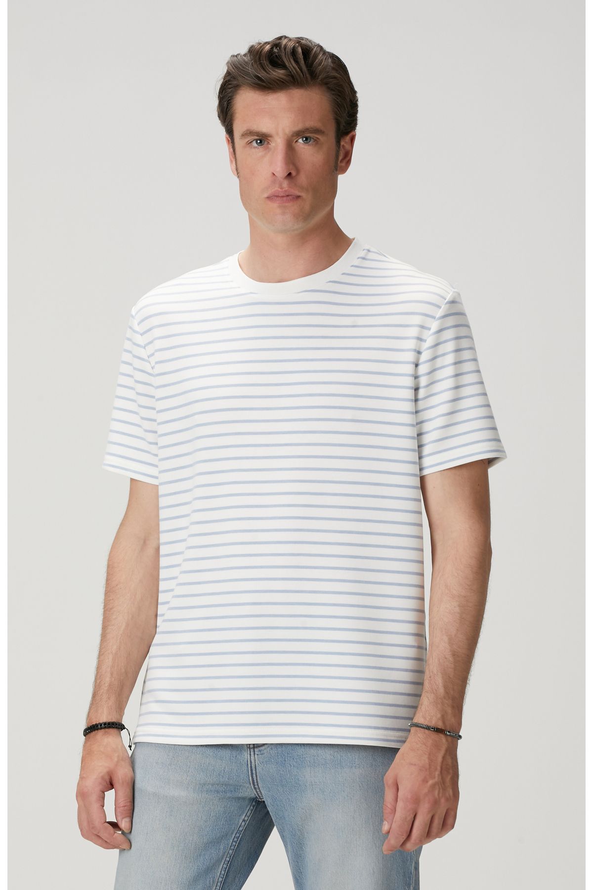 Network Kırık Beyaz Mavi T-shirt