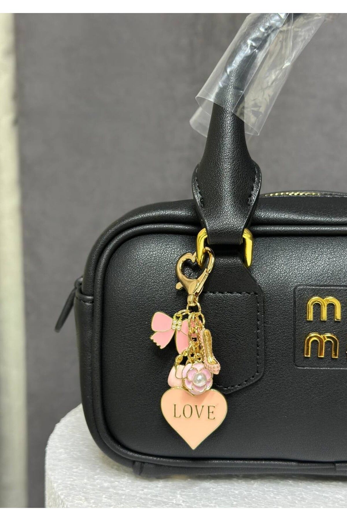 Nues Mini Pembe Kalpli Çanta Charm / Çanta Aksesuarı