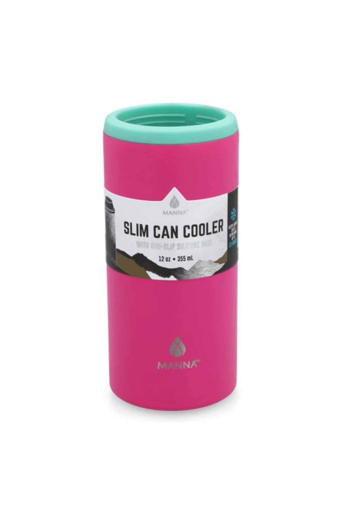 Generic-MANNA Durable Design Slim Can Cooler Tumbler with Non-Slip Silicone Base Magenta and Green 355ml 1
