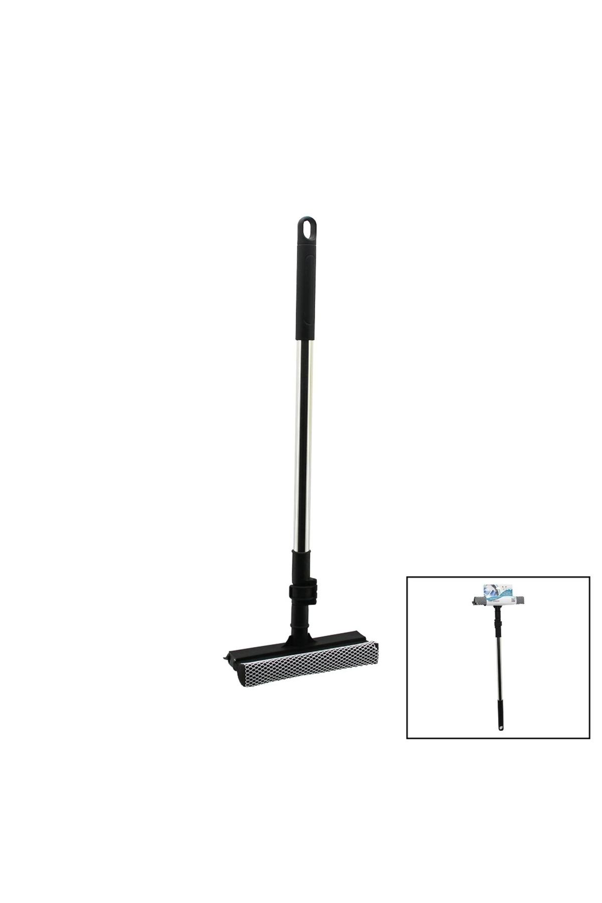 Lenaca 2in1 Başlı=çekpas - File Kaplı Sünger Çok Amaçlı Yüzey Temizlik Mop - Camsil Kilitli Uzayan Metal Sa