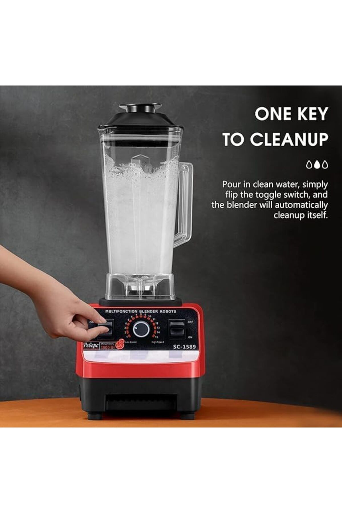 Other-2 in 1 Multipurpose Blender 2L Blending Jug 300g Grinding Jar Powerful Motor, 15 Speed 8