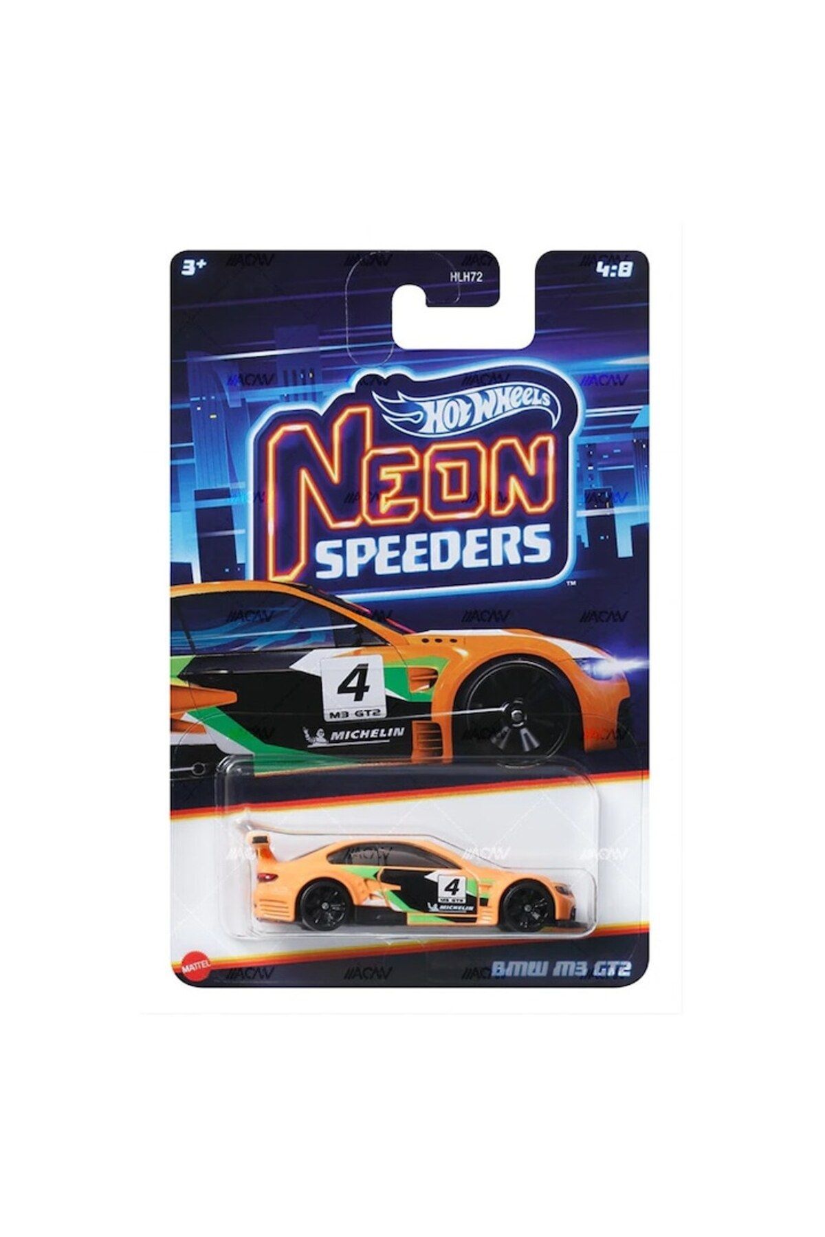 HOT WHEELS-Metal Car, BMW M3 GT2, Neon Speeders, 1:64, Orange 3