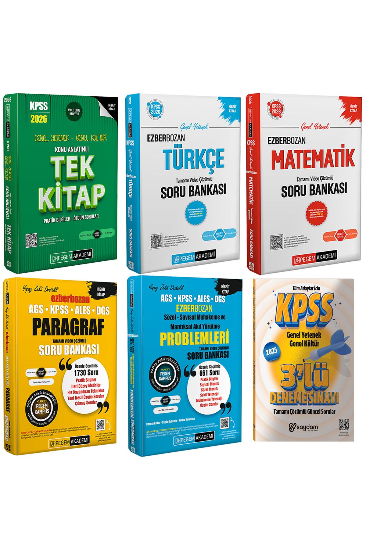 Pegem Akademi Yayıncılık 2026 KPSS GYGK Konu Anlatımı Tek Kitap-Ezberbozan Türkçe-Matematik Soru Bankası-Paragraf-AkılYürütme