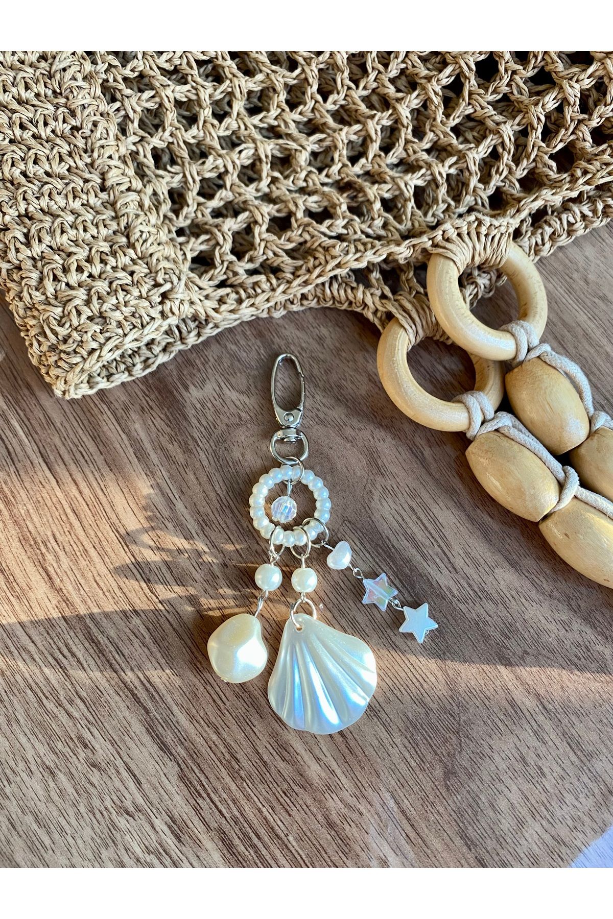 Pinky Lady Deniz temalı incili çanta charmı summer bag charm