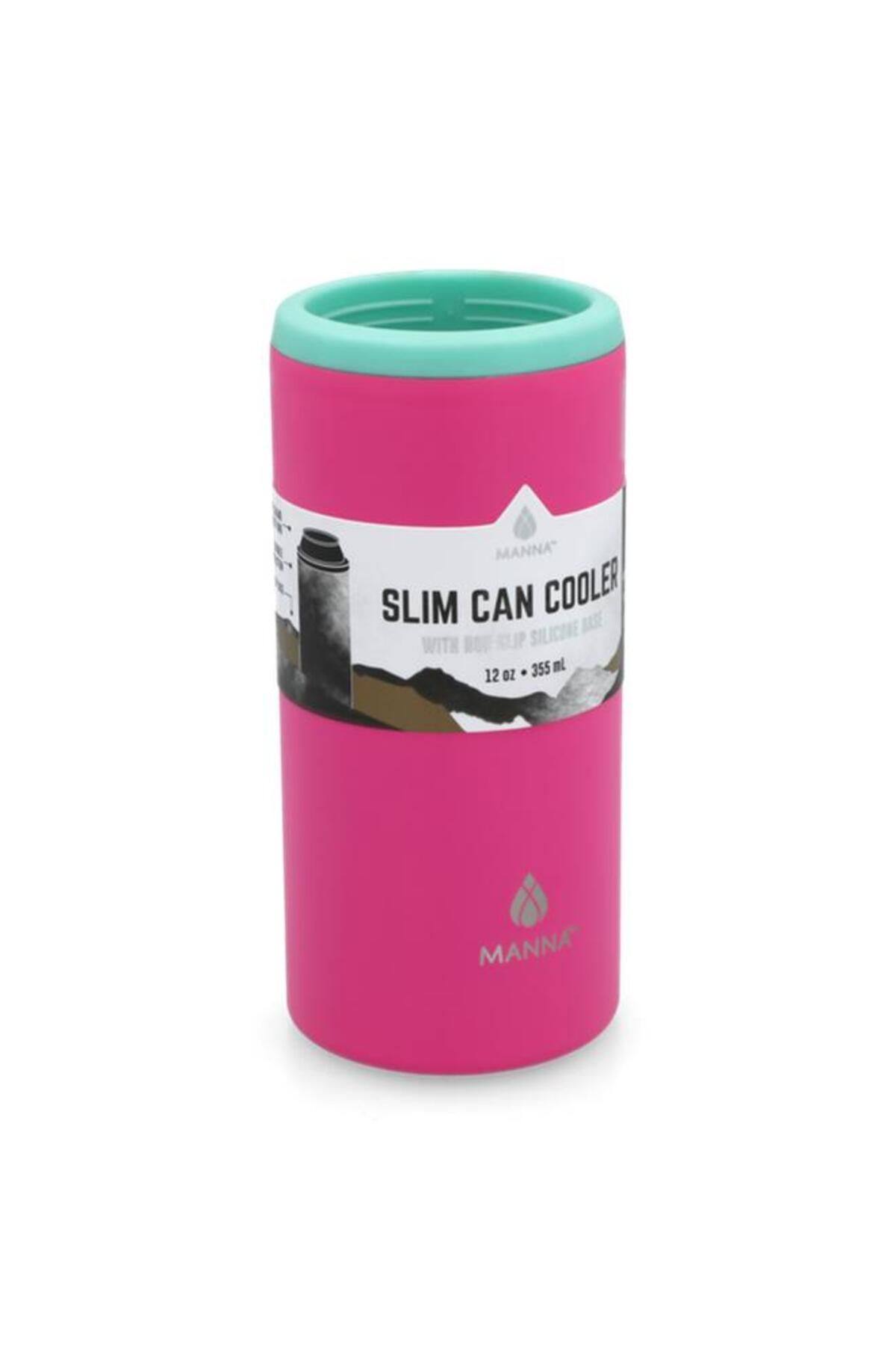 Generic-MANNA Durable Design Slim Can Cooler Tumbler with Non-Slip Silicone Base Magenta and Green 355ml 2