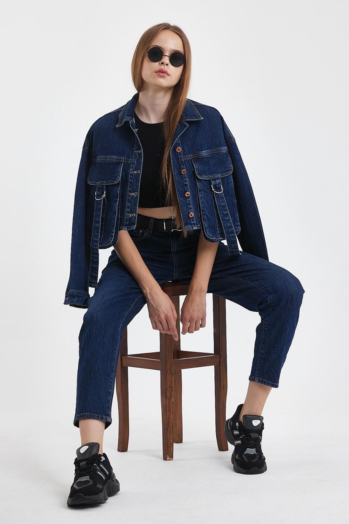 Jijass Jeans Cep Detaylı Denim Ceket
