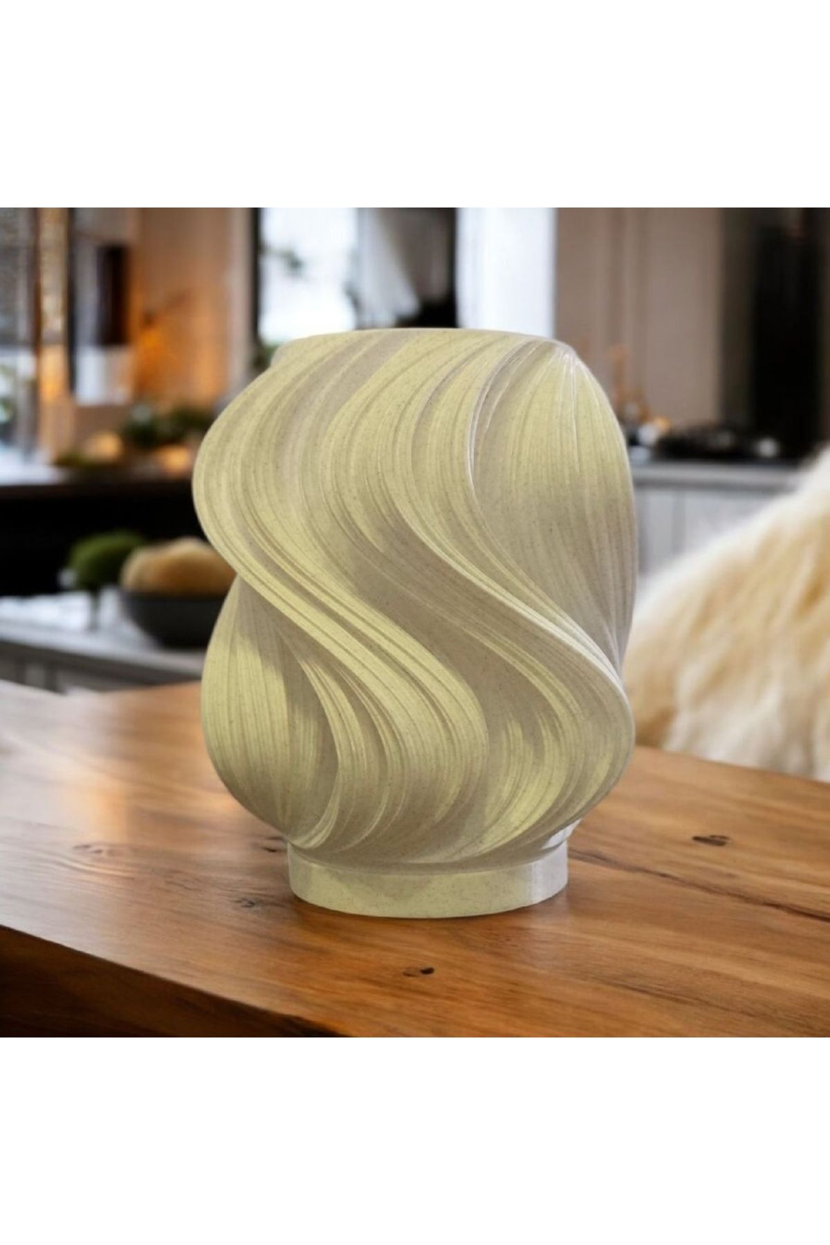 Home Dalga Formlu Mermer Dokulu El Yapımı 3D Baskı Masa Lambası – E27 Duylu Abajur