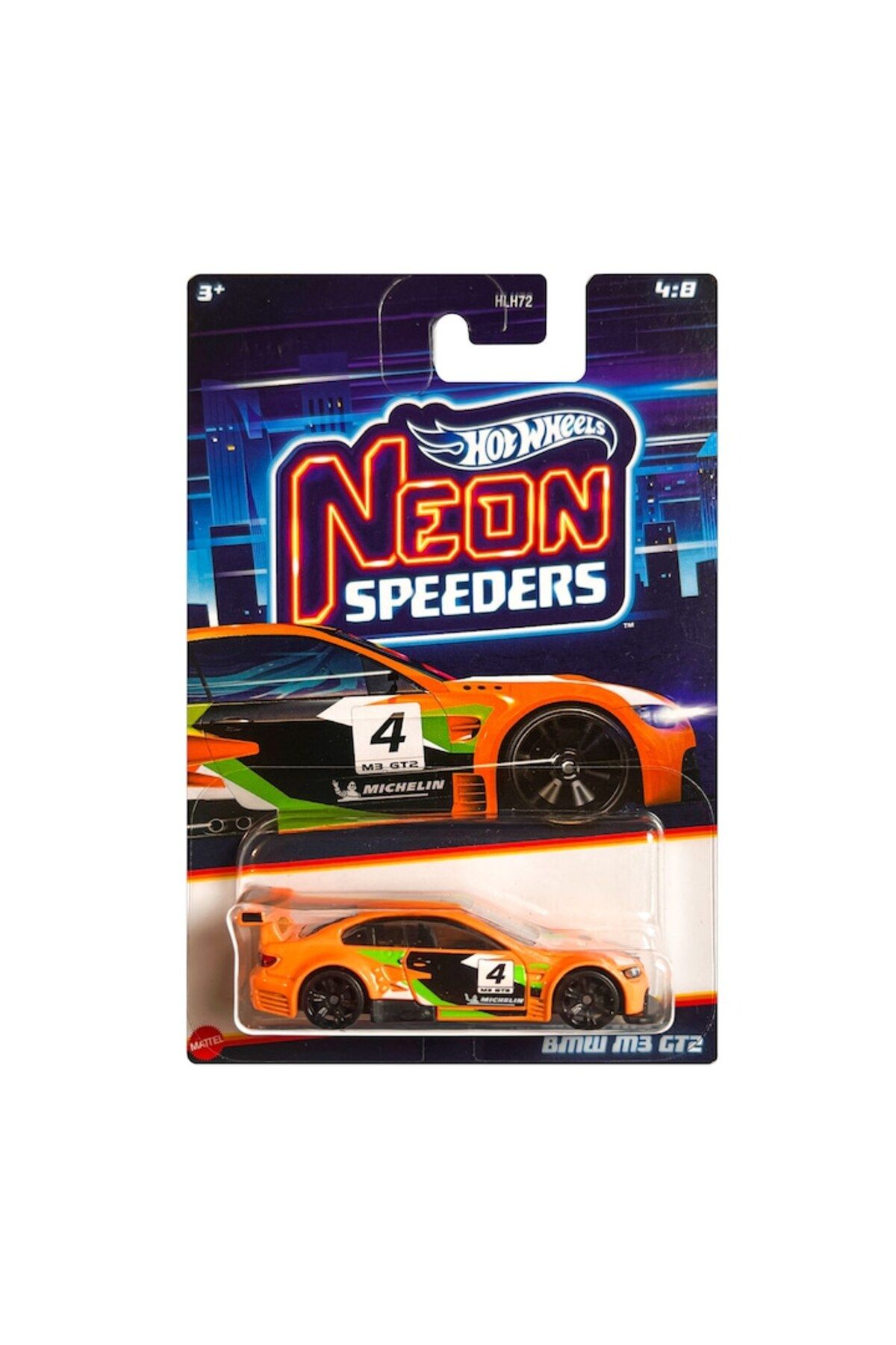 HOT WHEELS-Metal Car, BMW M3 GT2, Neon Speeders, 1:64, Orange 2