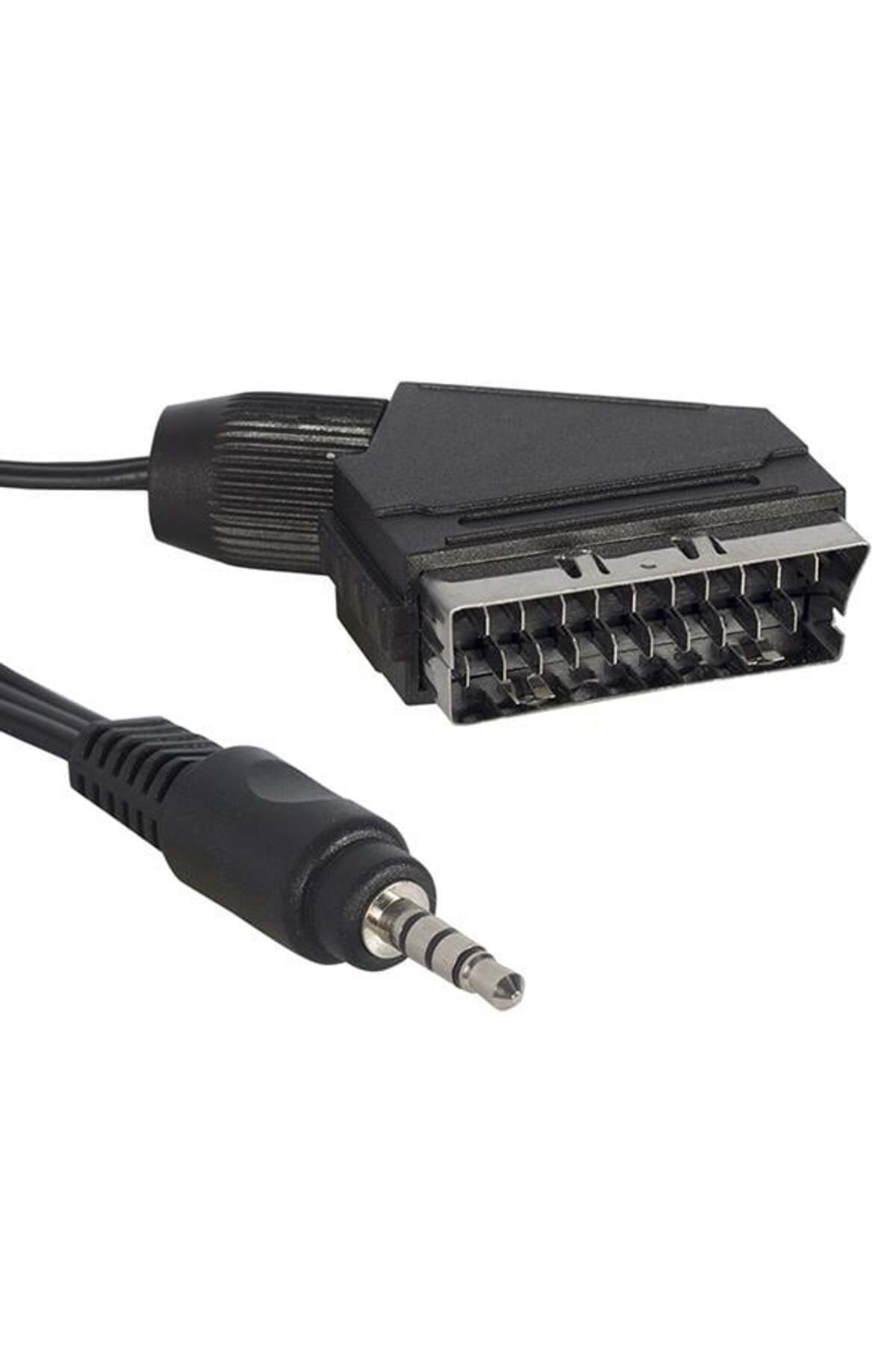 Powermaster AV Kablo Scart Kablo 3.5 Mm Stereo 1.2 Metre Kısa Jack