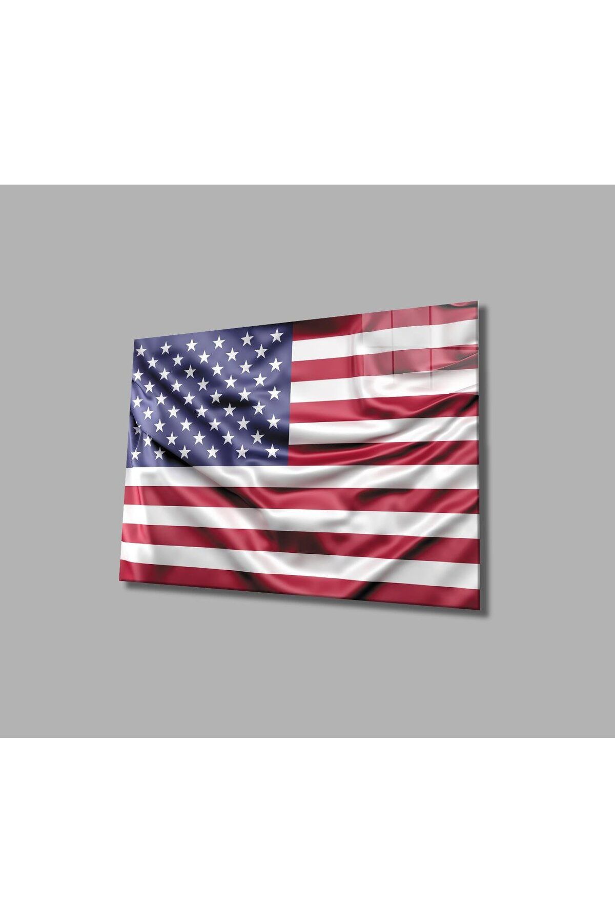 idealizbiz Amerika Bayrağı Cam Tablo 4mm Dayanıklı Temperli Cam, America Flag Glass Wall Art
