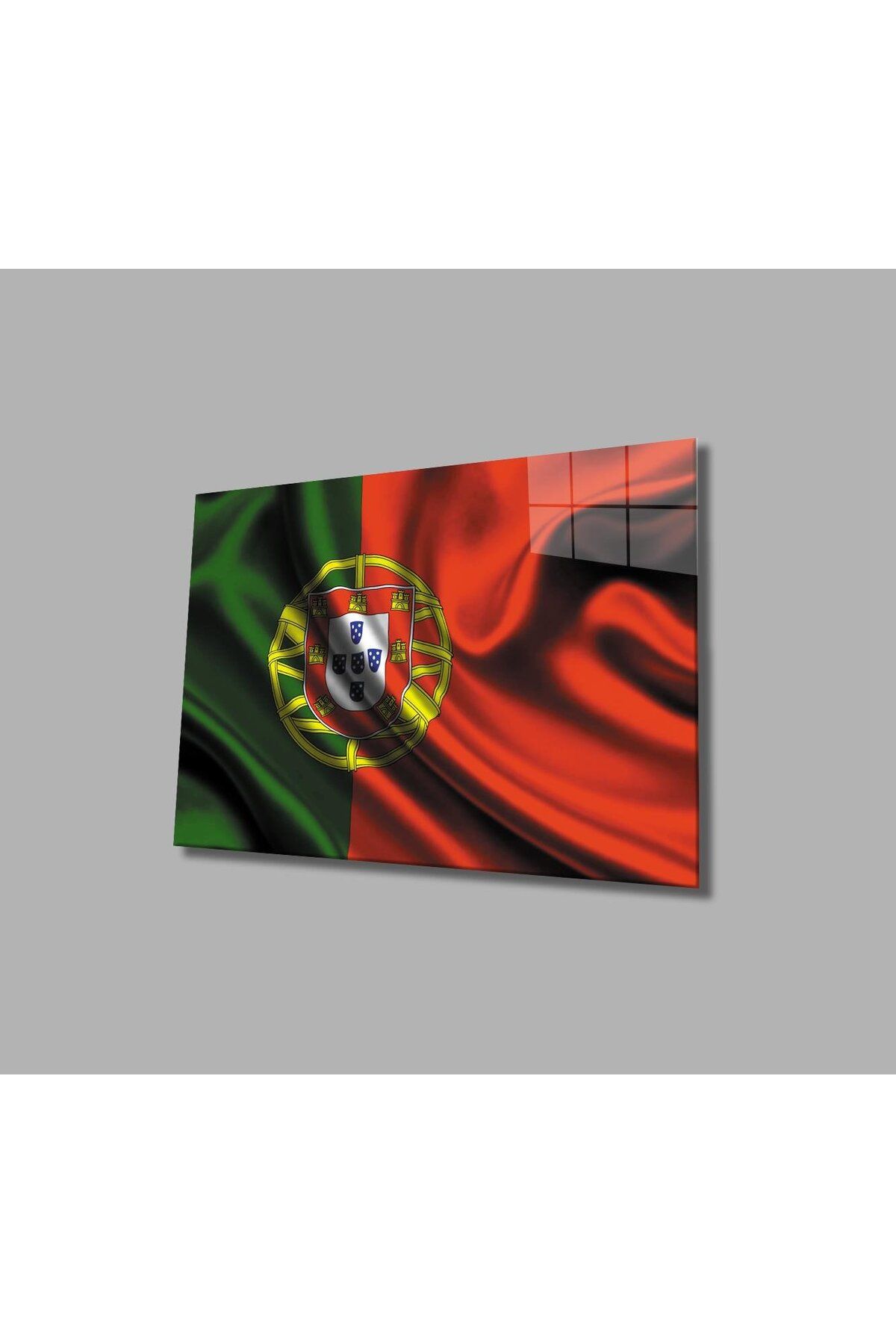 idealizbiz Portekiz Bayrağı Cam Tablo 4mm Dayanıklı Temperli Cam, Portugal Flag Glass Wall Art