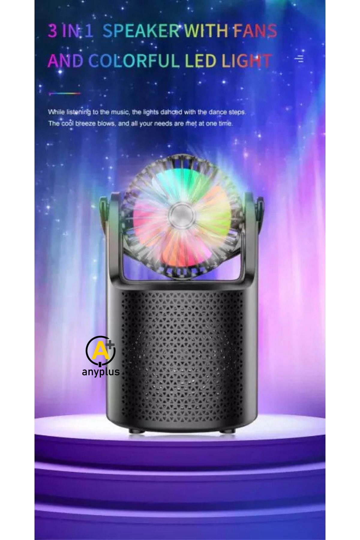 a+ anyplus yaratıcı 4 inç 8W masa Fan taşınabilir Led RGB ışık yüksek ses kablosuz Subwoofer Bt hoparlör