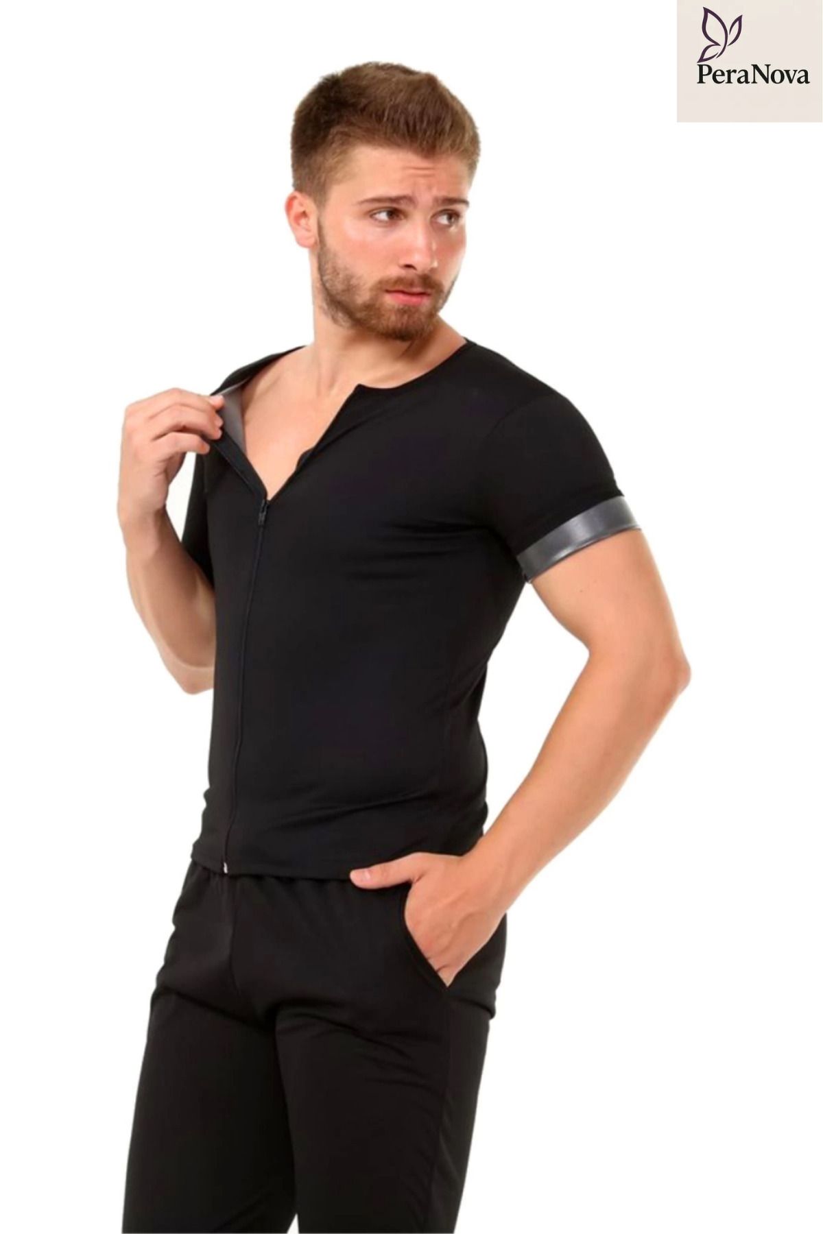 PeraNova Özel Seri Rahat Spor İç Giyim Terleme Hızlandırıcı Şık Termal Sauna Erkek Fermuarlı Eşofman Takım