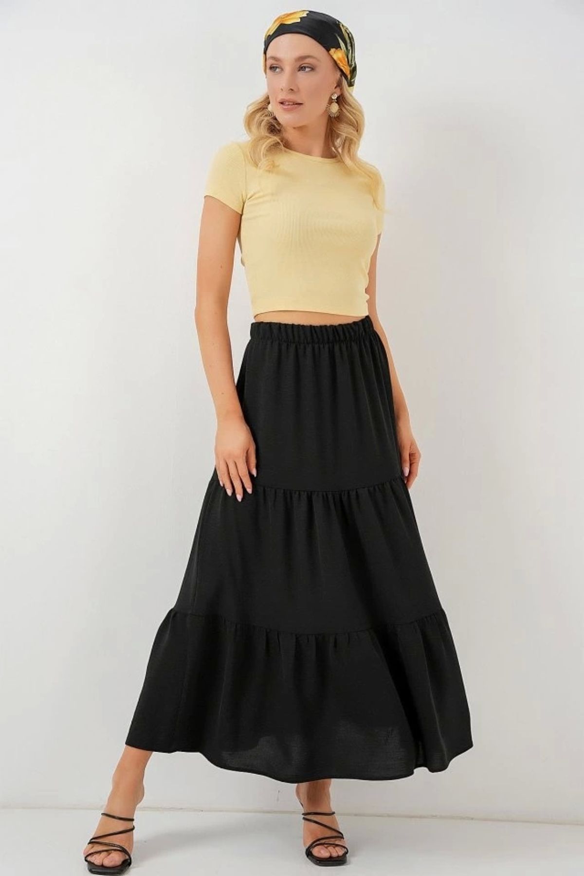 Butik Ayrobin Uzun Etek 8048 - Siyah