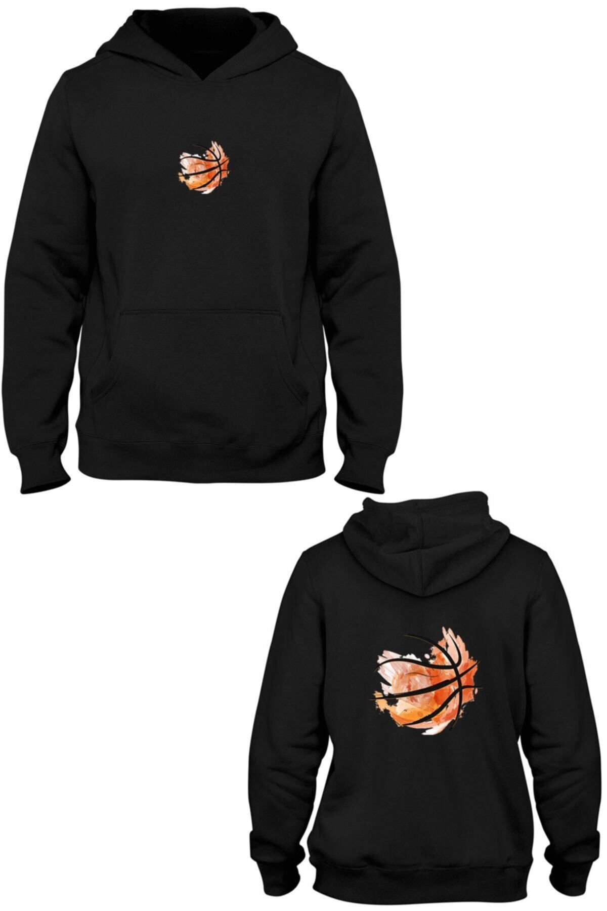 Pisa Art Basketball Ball Ön Arka Baskılı Kanguru Cepli Kapşonlu Sweatshirt Bll2068