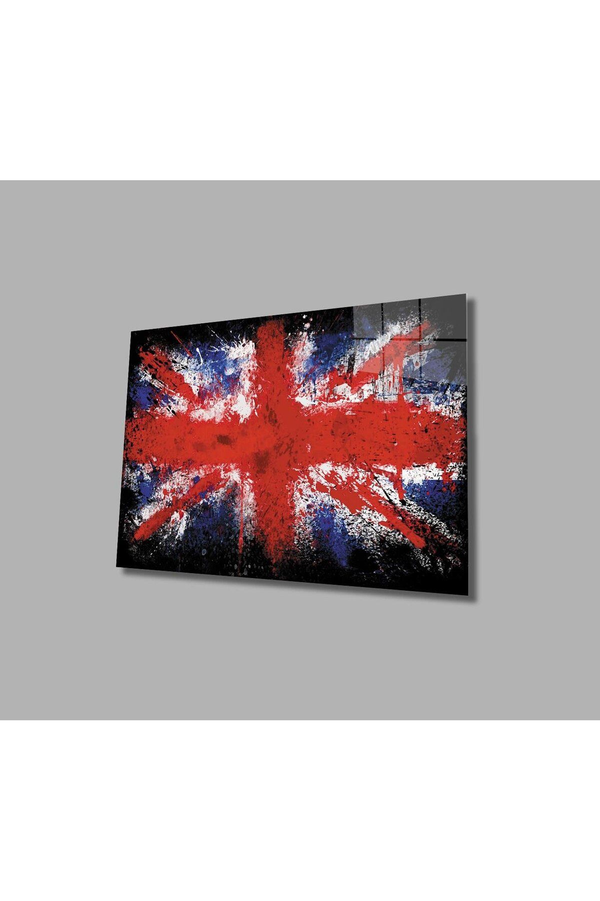 idealizbiz Birleşik Krallık Bayrağı Cam Tablo 4mm Dayanıklı Temperli Cam,United Kingdom Flag Glass Wall Art