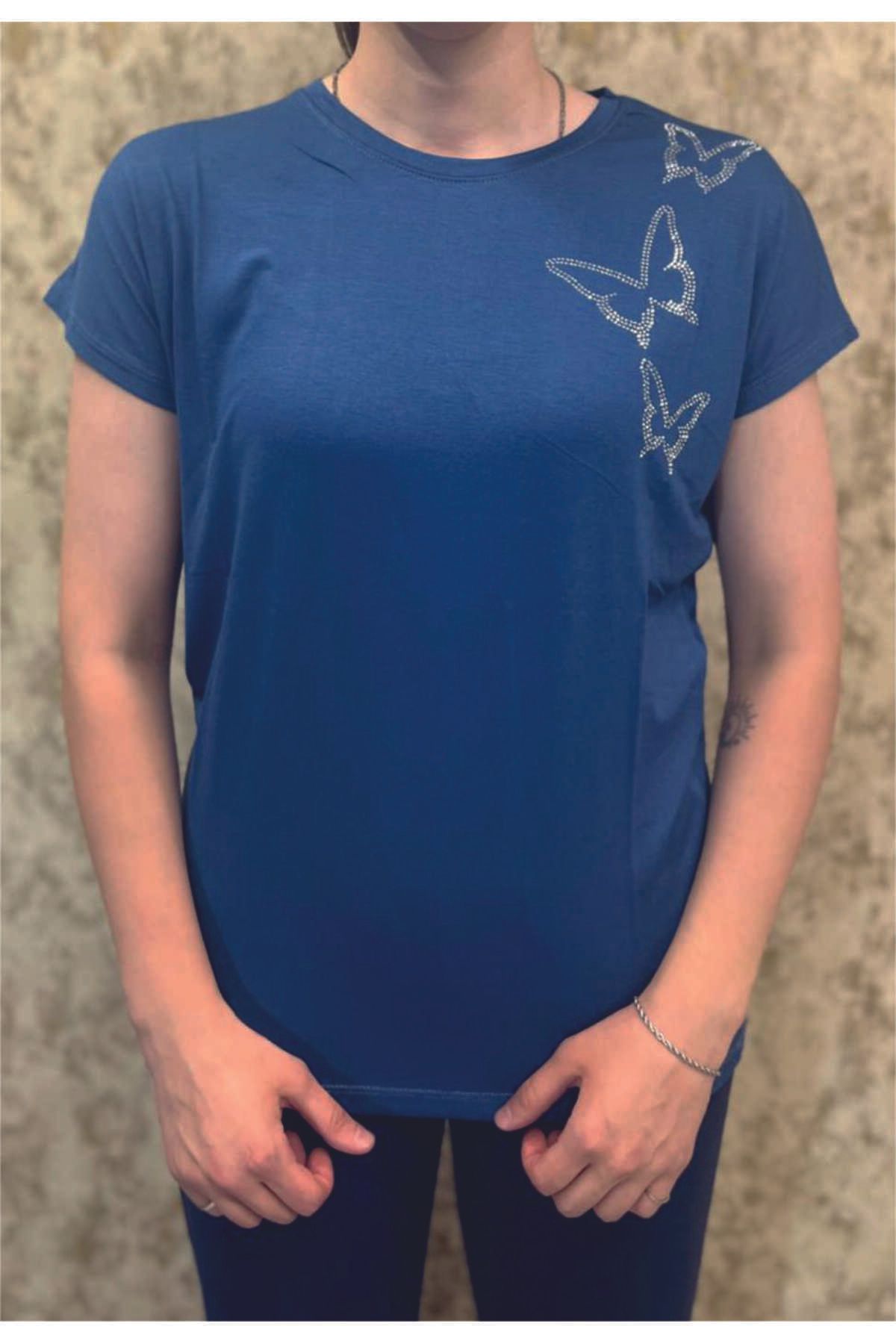 MAK T-shirt Kelebek Desen Mavi