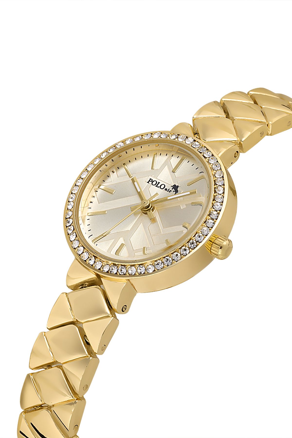 Polo Air Lüx Taşlı Baklava Desen Kadın Kol Saati Gold Renk PL-1537B1x