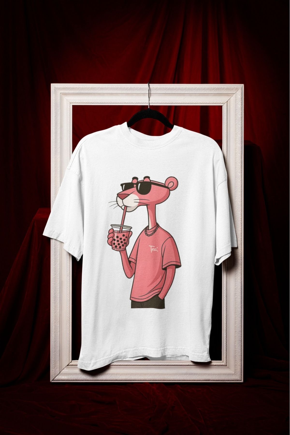 ABAS T-shirt Pembe Panter Baskılı Sevimli Tişört