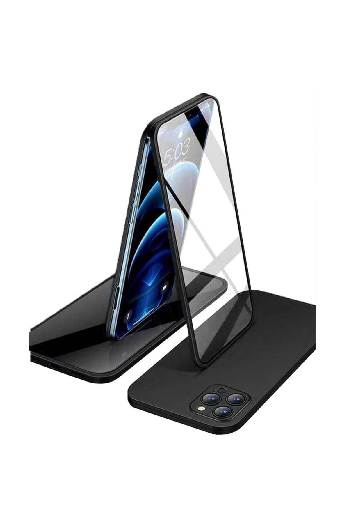 Smart Tech Apple iPhone 13 Pro Max Uyumlu 360 Derece Tam Kaplayan Cam Kapak Kılıf