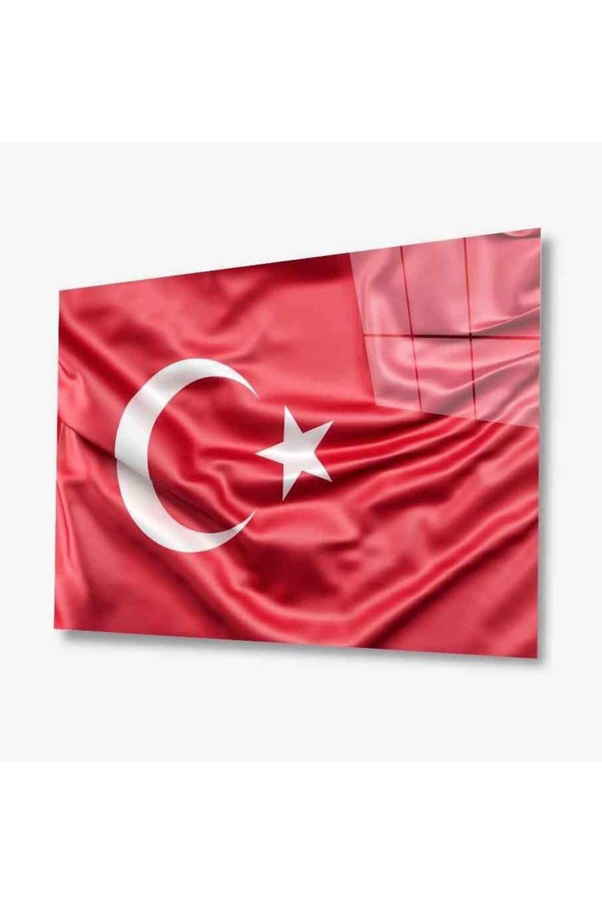 idealizbiz Türk Bayrağı Cam Tablo 4mm Dayanıklı Temperli Cam, Turkish Flag Glass Wall Art