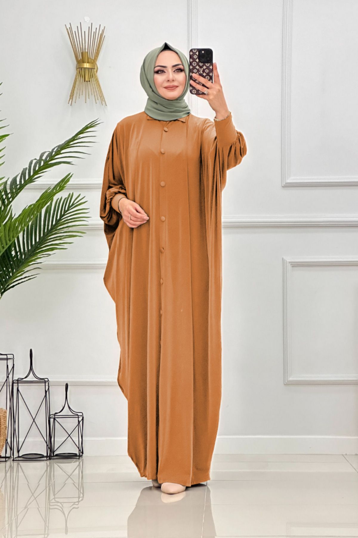 NİSUM MODA YARASA KOL DÜĞMELİ FERACE