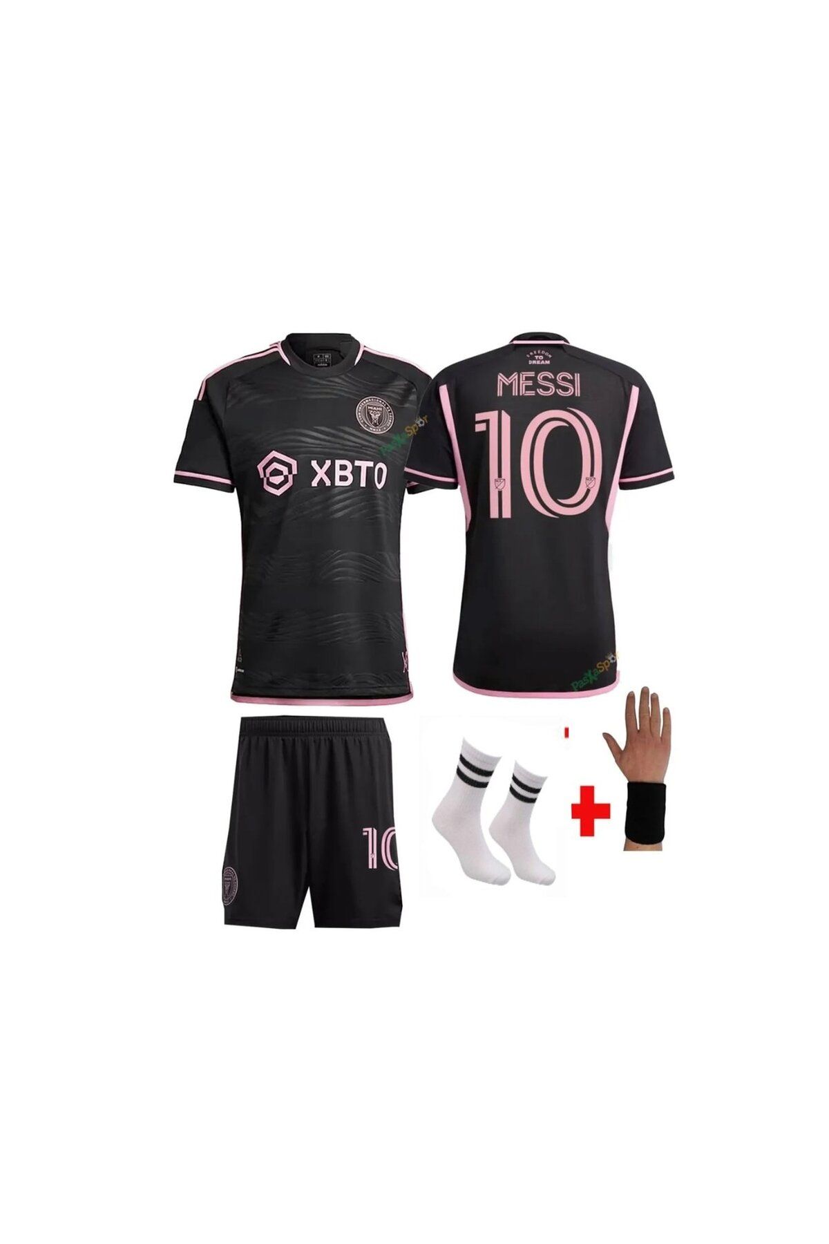 yenteks İnter Miami Messi 10 Numara 24/25 Sezon Pembe-Siyah Çocuk Forma Takımı